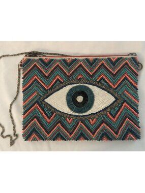 America & Beyond Beaded Clutch Shoulder Bag Purse NWOT